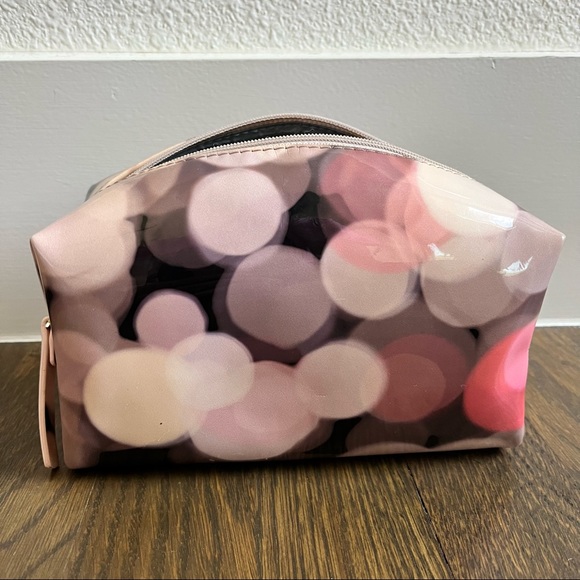 rare kate spade pink / purple festive bubbles cosmetic toiletry travel bag case - Picture 4 of 7